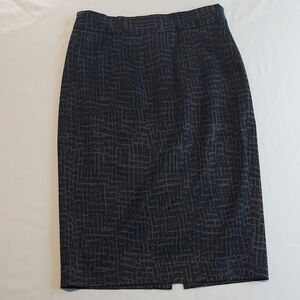 LOFT Black Grid Pattern Pencil Skirt Minimalist Monochrome Sz. 6